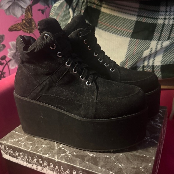 Goth Platform Ankle Boots sz 8.5 - Picture 1 of 4